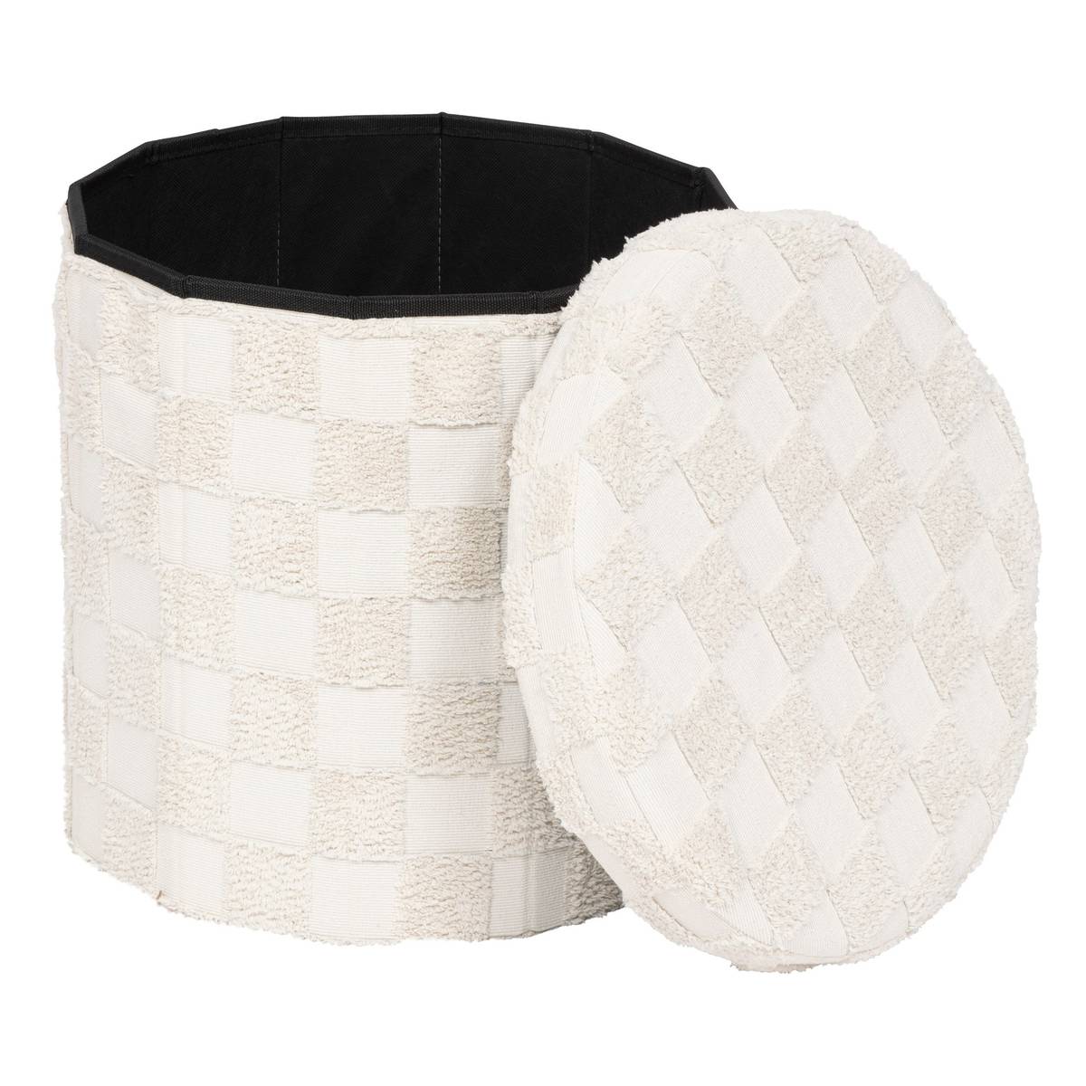 Pouf pieghevole "Pasti" Bianco, D.38x38 cm Bianco