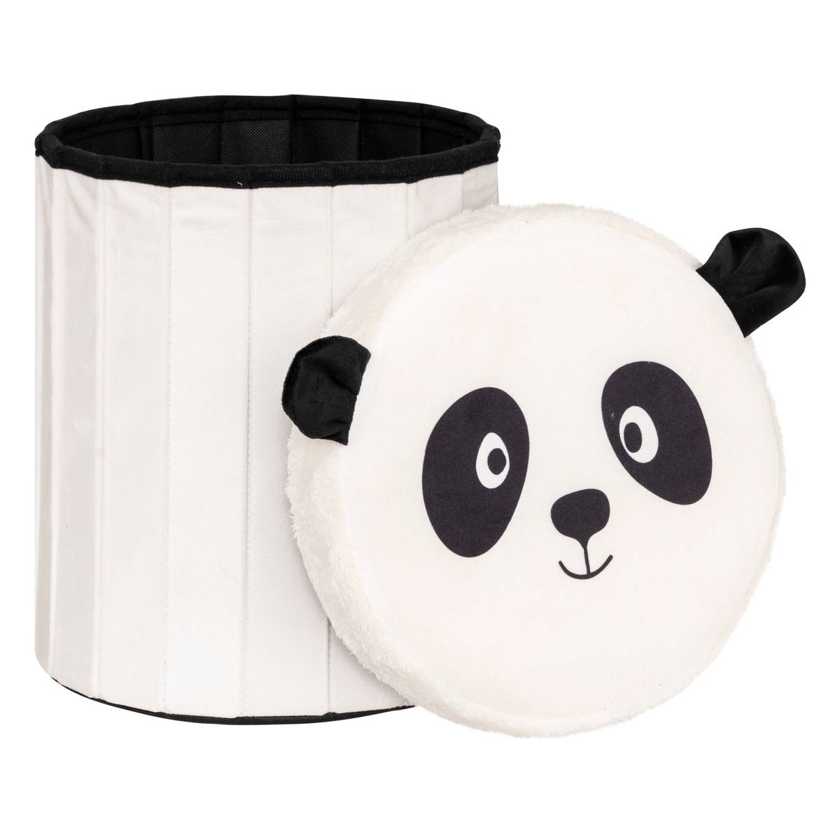 Pouf-contenitore per bambini Panda "Andy" Nero e Bianco, D. 30x36 cm Bianco e nero