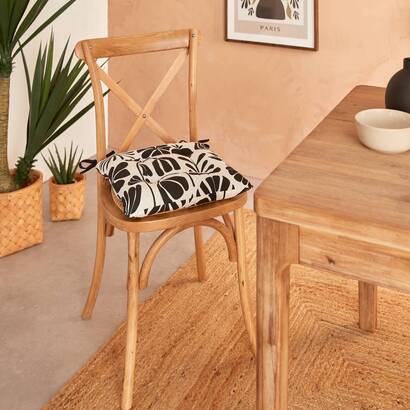 Cuscino per sedia "twisted lime" cotone, nero & bianco, 38x38 cm