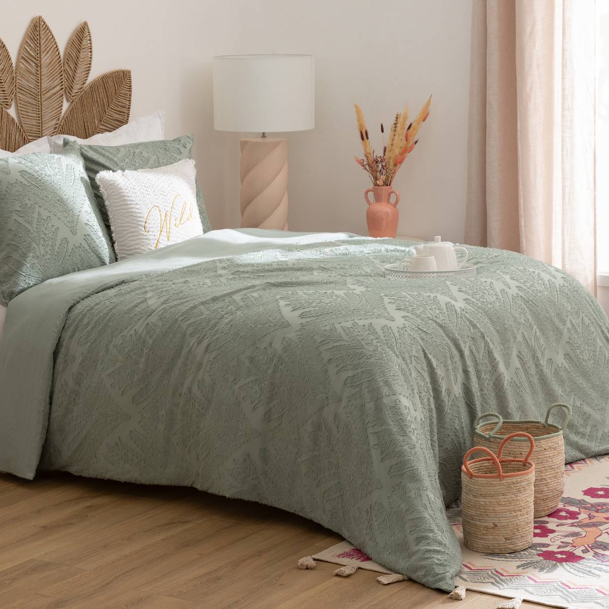 Tappeto "Wild" Cotone tufted, Verde Celadon, 120x170 cm Verde celeste