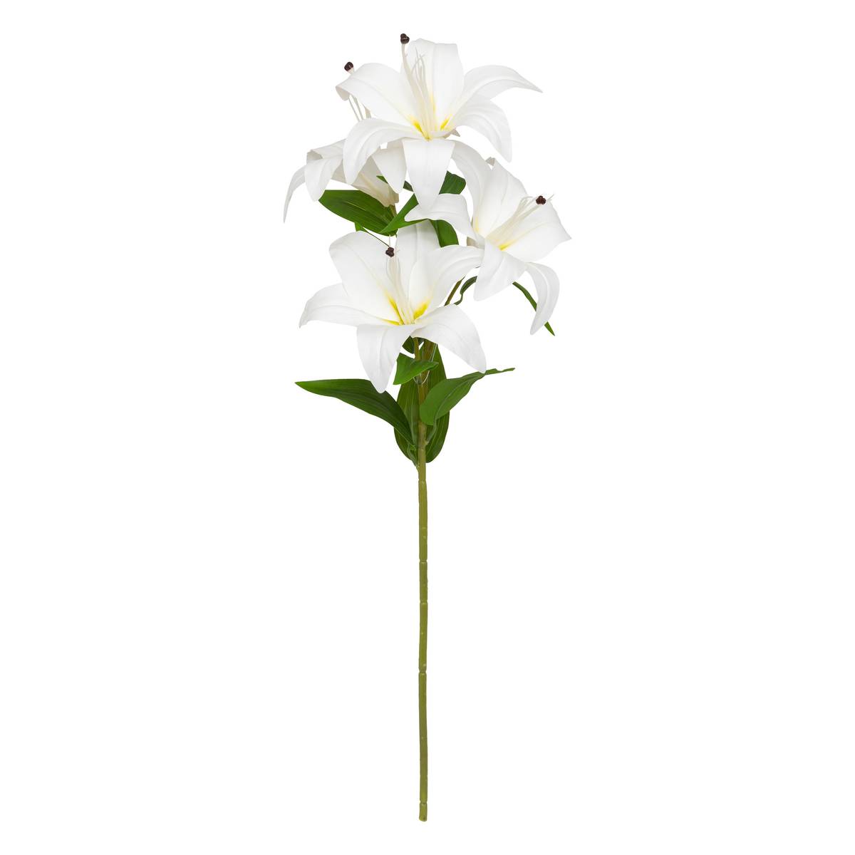 Gambo di gigli artificiali "Jago" con 4 fiori Bianco, H.80 cm Bianco