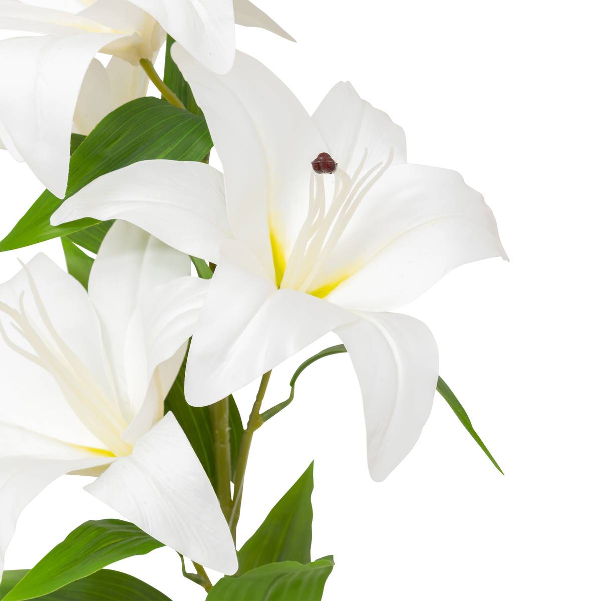 Gambo di gigli artificiali "Jago" con 4 fiori Bianco, H.80 cm Bianco