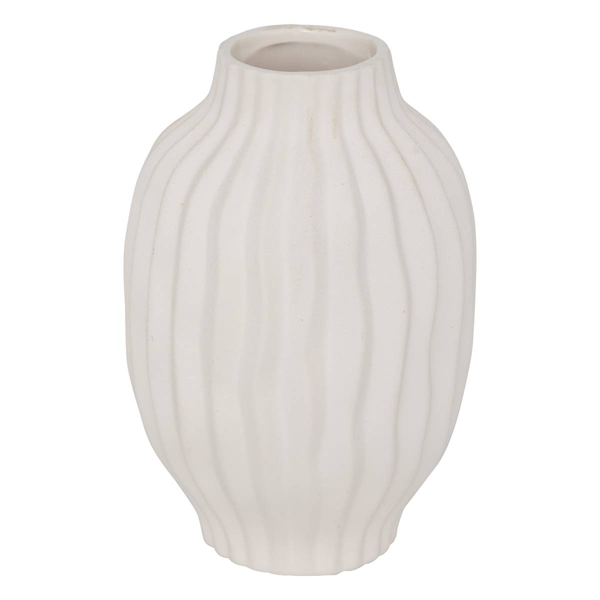 Vaso rigato "Fernan" Ceramica, bianco, H.22 cm Bianco