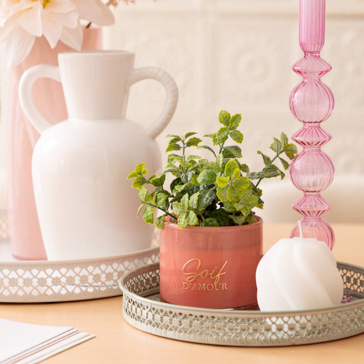 Pianta artificiale in vaso "Tayli" H. 18 cm Bianco