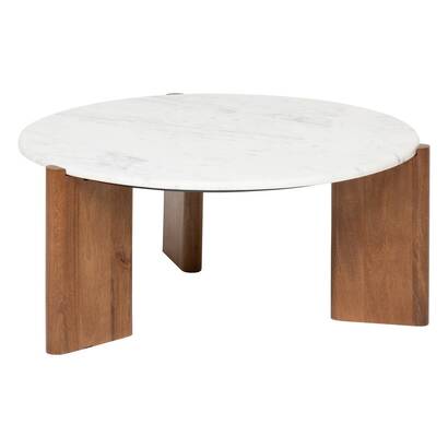 Tavolino da caff&egrave; "nanda" marmo, bianco, d.91,5 cm