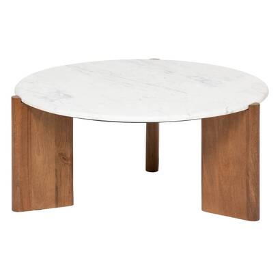 Tavolino da caff&egrave; "nanda" marmo, bianco, d.91,5 cm