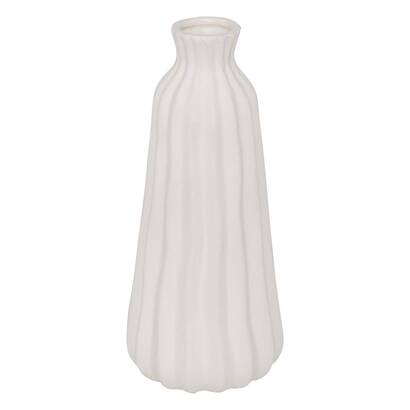 Vaso rigato "fernan" ceramica, bianco, h.30 cm
