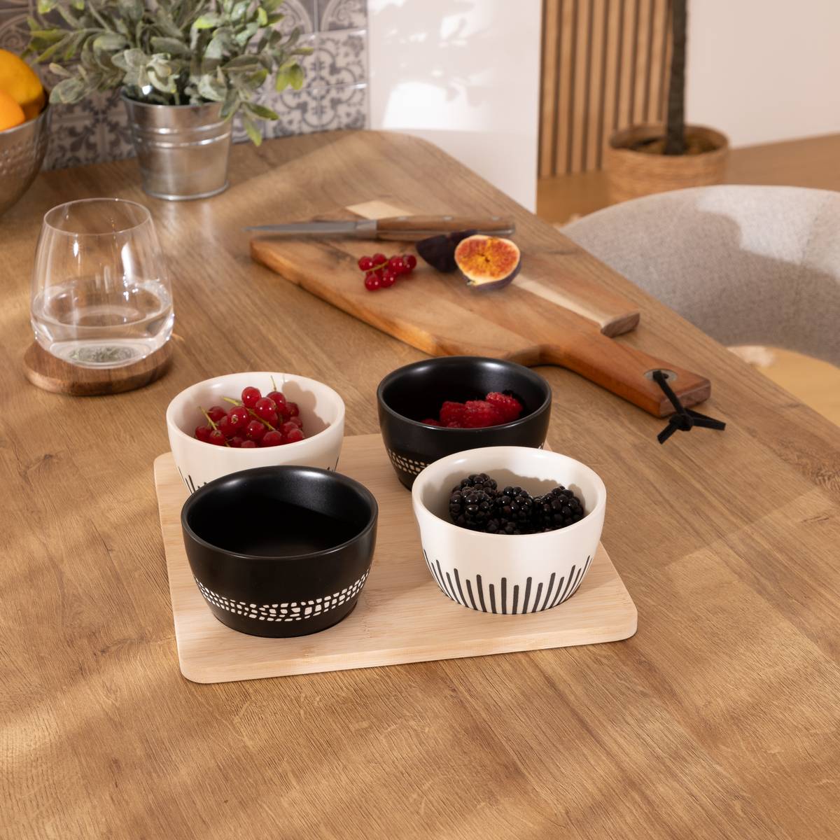 Servizio aperitivo "Ethnique" Nero e bianco, 5 pezzi Bianco e nero