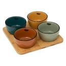 Servizio aperitivo 5 pezzi "Be Vintage" Ceramica & Bambù Multicolore