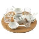 Set aperitivo girevole 14 pezzi "Rio" Bambù e ceramica Bianco