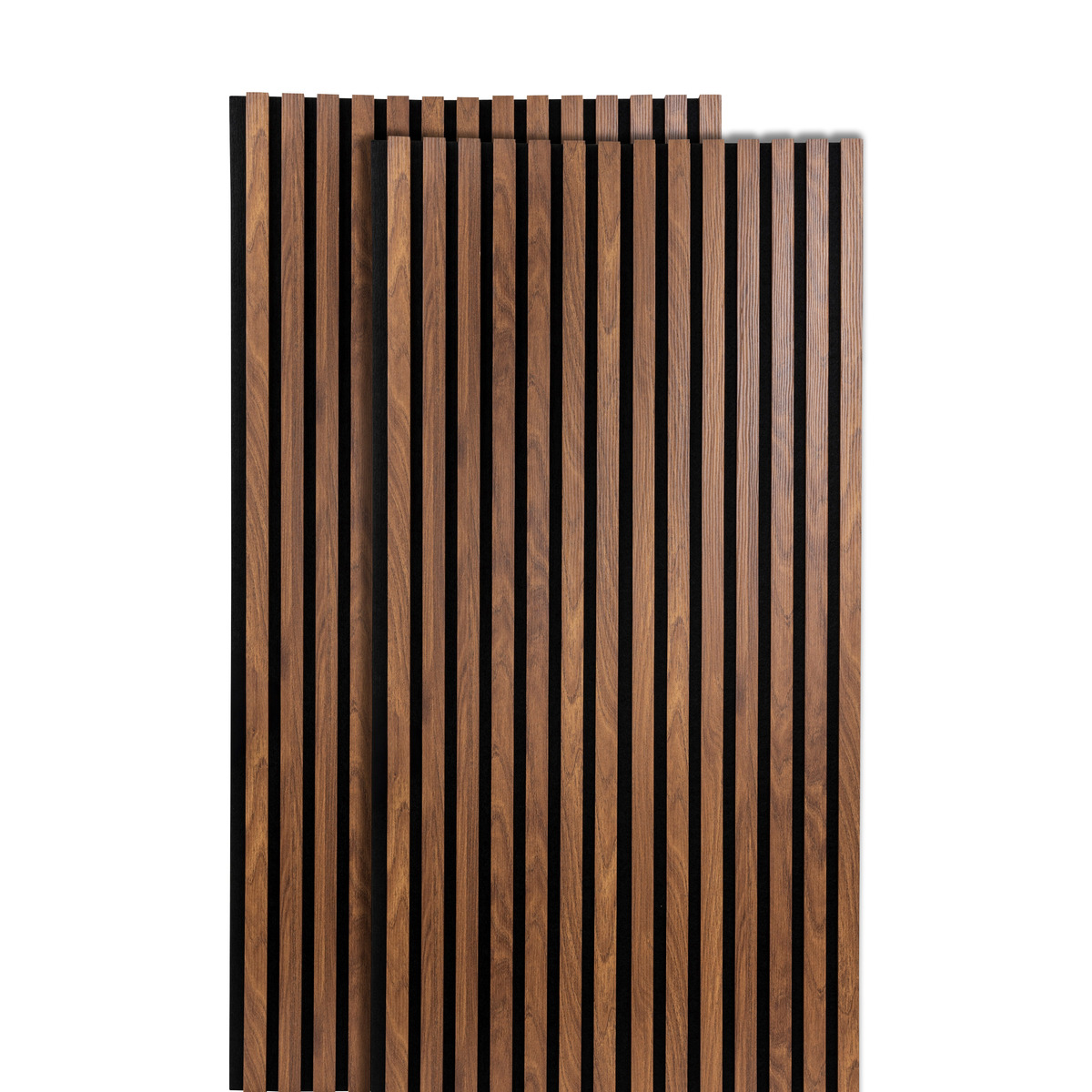 Set di 2 pannelli decorativi a listelli in legno Colva Effetto noce, sfondo nero, 120x60 cm Effetto noce / Sfondo nero