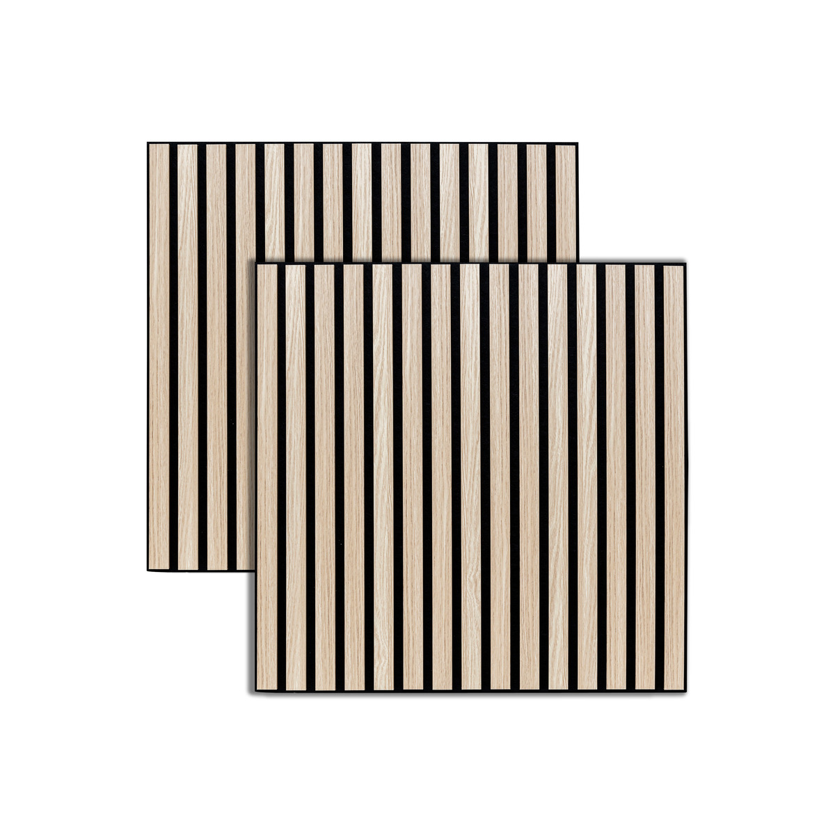 Set di 2 pannelli decorativi a listelli in legno Colva Effetto rovere chiaro, sfondo nero, 60x60 cm Effetto rovere chiaro / Sfondo nero