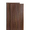 Set di 2 pannelli decorativi a listelli in legno Colva Effetto noce, sfondo nero, 120x60 cm Effetto noce / Sfondo nero