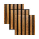 Set di 3 pannelli decorativi a listelli in legno Colva Effetto noce, sfondo nero, 60x60 cm Effetto noce / Sfondo nero