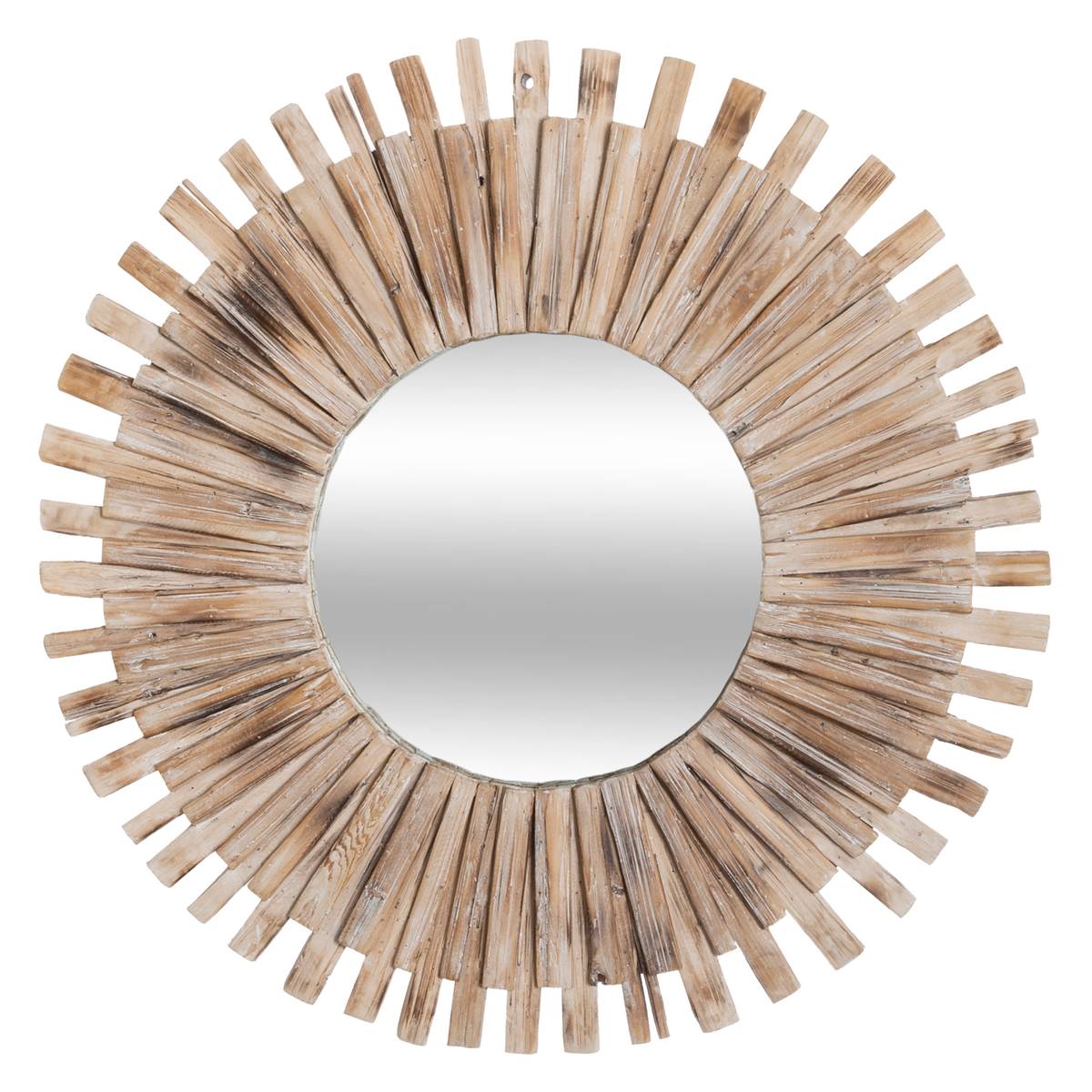 Miroir Rond Naturel En Bois - Ø50 Cm - Design Mural épuré