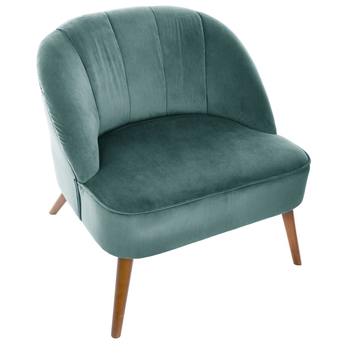 Fauteuil Solaro Atmosphera - Velours Vert Kaki, Dimensions 74x70x78cm - Assemblage Requis